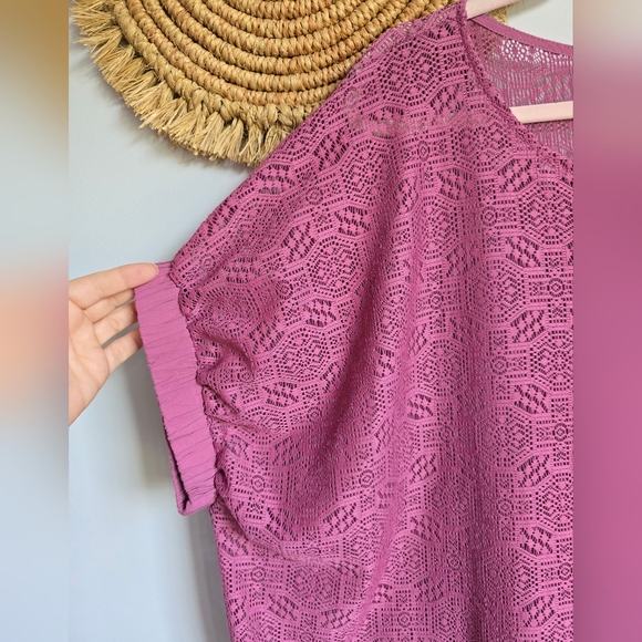 Anthropologie, Akemi + Kin Mauve Bratton Lace Oversized Boho Shirt, Size Small - Picture 3 of 8